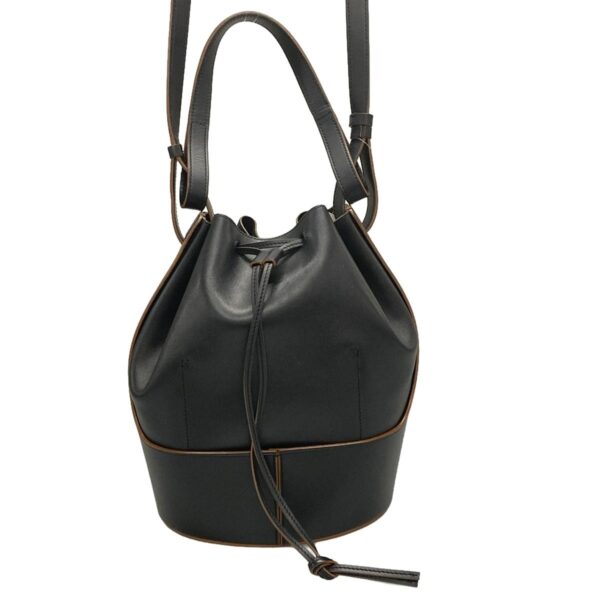 38020912 3 Loewe Balloon Medium Shoulder Bag Drawstring Leather Black