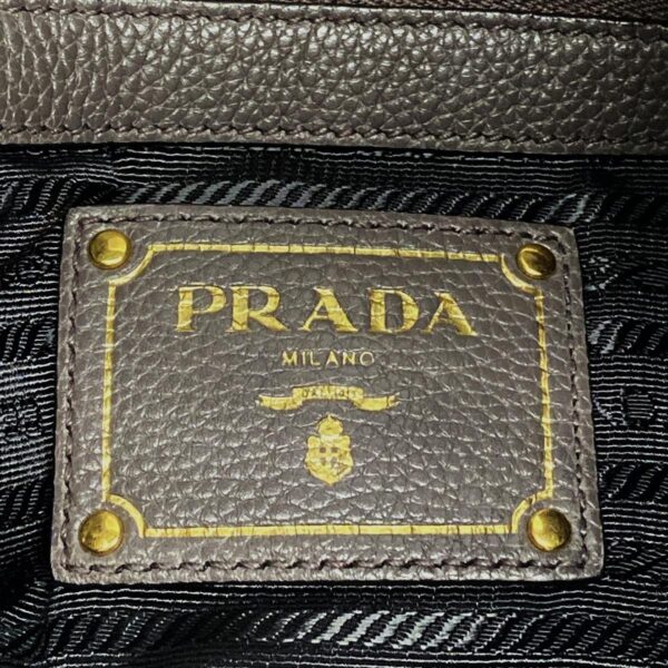 38021502 12 Prada Shoulder Bag Leather Tag Leather Dark Gray