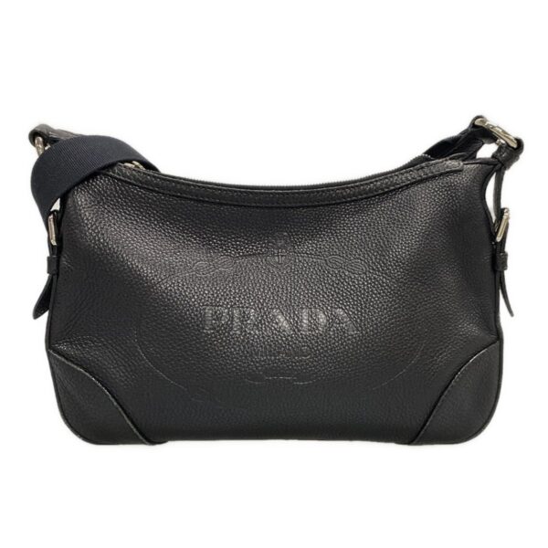 38022861 1 Prada Logo Shoulder Bag Leather Black