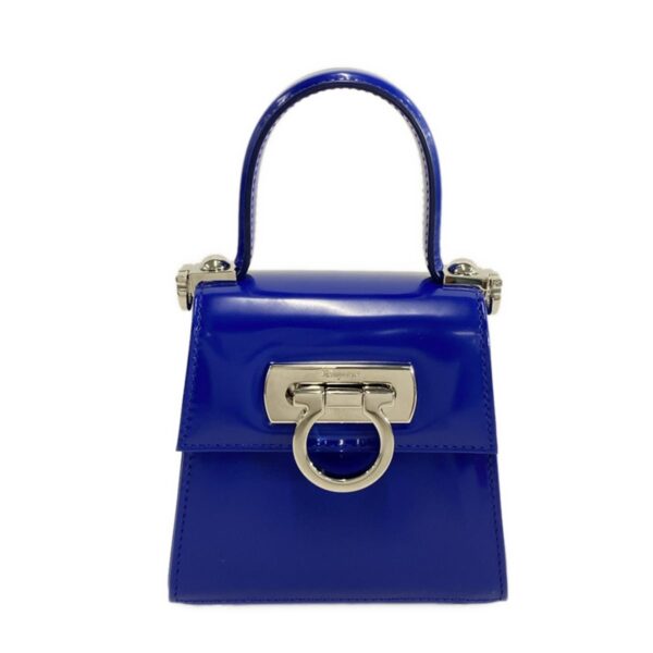 38023171 1 Salvatore Ferragamo Gancini Top Handle Mini Bag Leather Blue