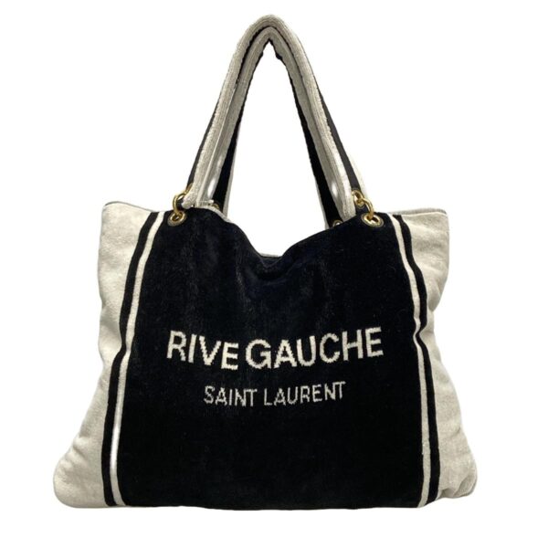 38033982 3 Saint Laurent Paris Rive Gauche Towel Tote Bag Tote Bag Black White