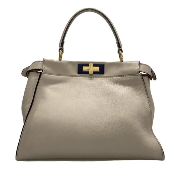 38036880 3 Fendi Peekaboo Iconic Medium Handbag Leather Gray Beige