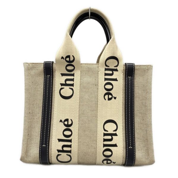 38036962 1 Chloe Woody Small Tote Bag Leather White Black