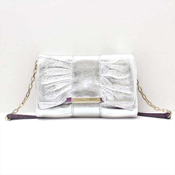 38037116 1 Furla Shoulder Bag Ribbon Leather Silver