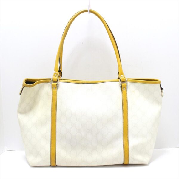 38037182 3 Gucci GG Plus GG Supreme Tote Bag Leather Ivory Light Gray Yellow