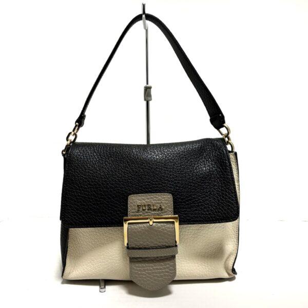 38038179 1 Furla Handbag Leather Black Ivory