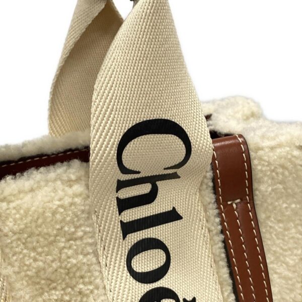 38038718 15 Chloe Woody Small Tote Bag Leather Ivory Brown Mouton