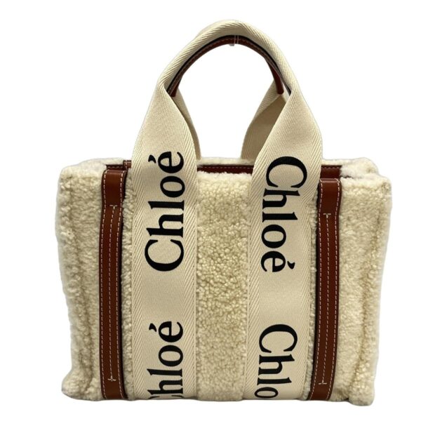 38038718 3 Chloe Woody Small Tote Bag Leather Ivory Brown Mouton