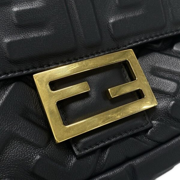 38040211 19 Fendi Mamma Bucket Handbag Embossed Leather Black