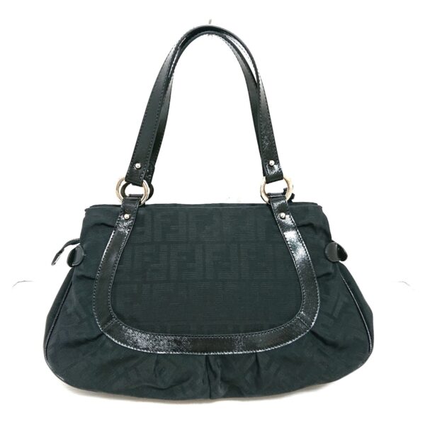 38041217 3 Fendi Zucca Pattern Shoulder Bag Leather Black