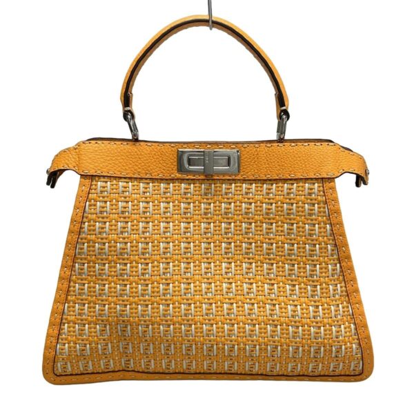 38059728 1 Fendi Peekaboo Icy You Medium Celeria Braided Leather Orange