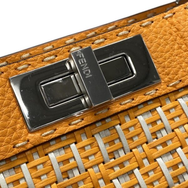 38059728 17 Fendi Peekaboo Icy You Medium Celeria Braided Leather Orange