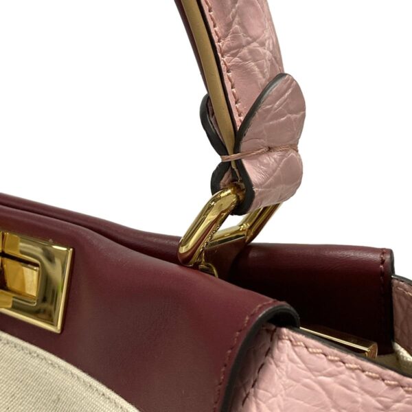 38059742 16 Fendi Peekaboo Iconic Medium Handbag Leather Ivory Bordeaux Pink