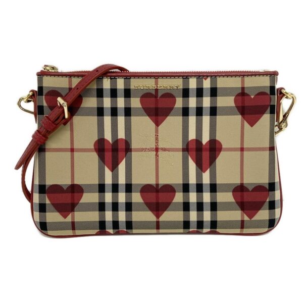 38060742 1 Burberry Shoulder Bag Check Pattern Heart Beige Black Multi