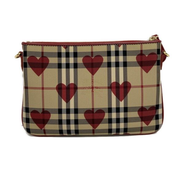 38060742 3 Burberry Shoulder Bag Check Pattern Heart Beige Black Multi