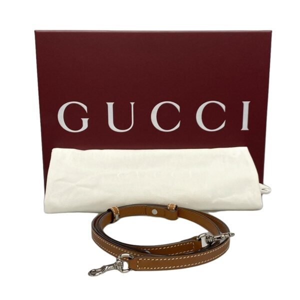 38060920 11 Gucci Super Mini Shoulder Bag Cotton Linen Leather Ivory Brown