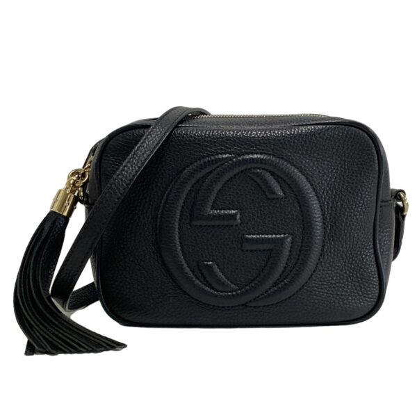 38066714 1 Gucci Soho Shoulder Bag Tassel Leather Black