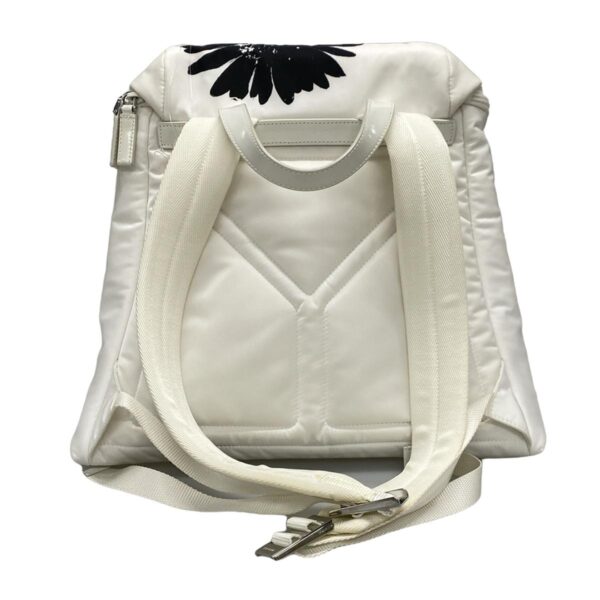 38067198 3 Prada Signeau Print Nylon Backpack Rucksack Leather White Black