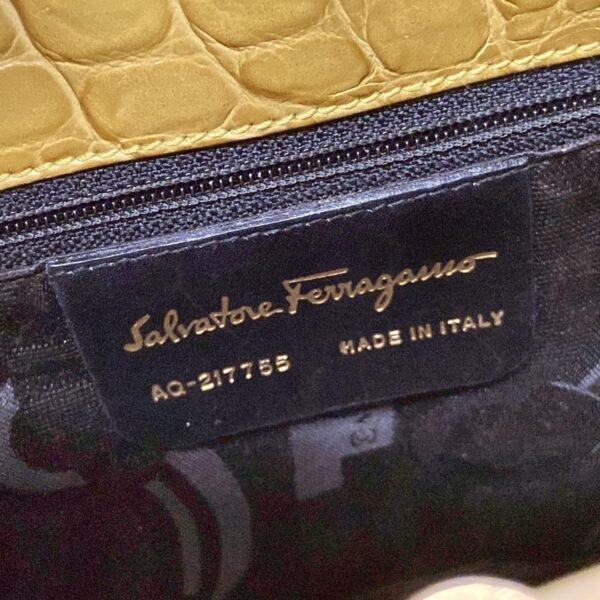 38070014 12 Salvatore Ferragamo Vara Handbag Embossed Leather Light Green