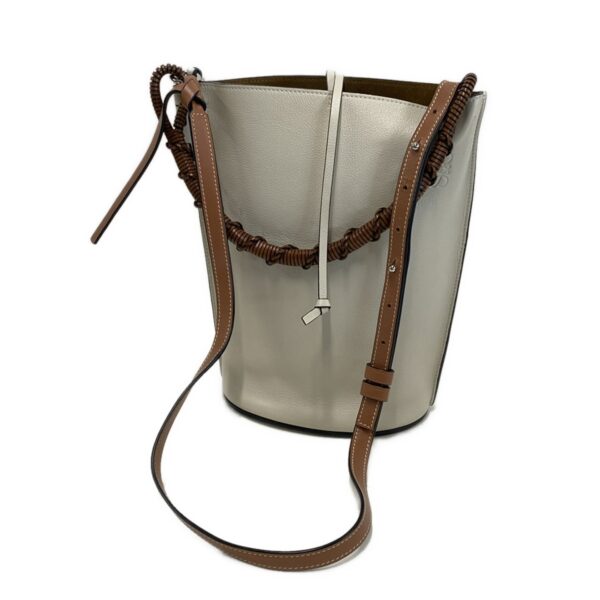 38072007 20 Loewe Gate Bucket Bag Shoulder Strap Light Gray Brown Leather