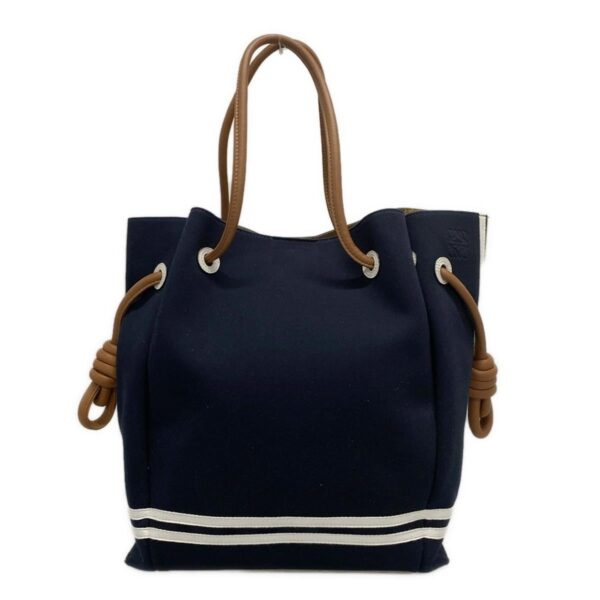 38076823 1 Loewe Flamenco Knot Sailor Tote Bag Leather Navy Brown White