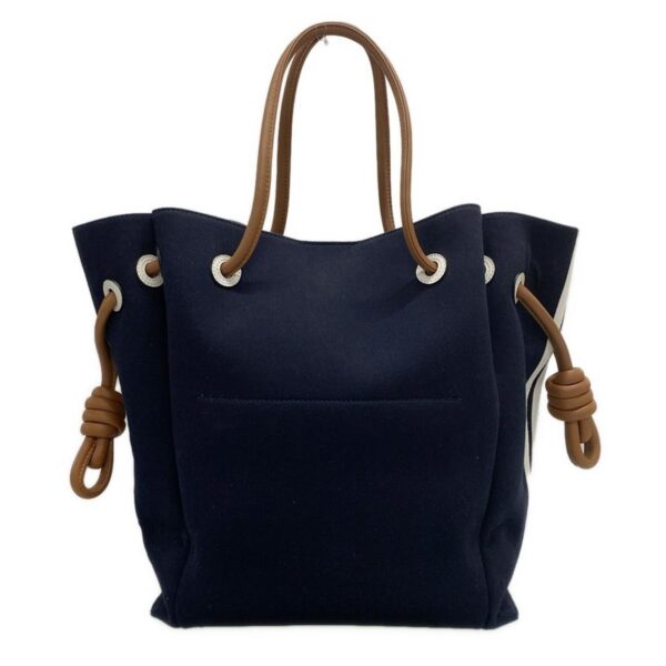 38076823 3 Loewe Flamenco Knot Sailor Tote Bag Leather Navy Brown White