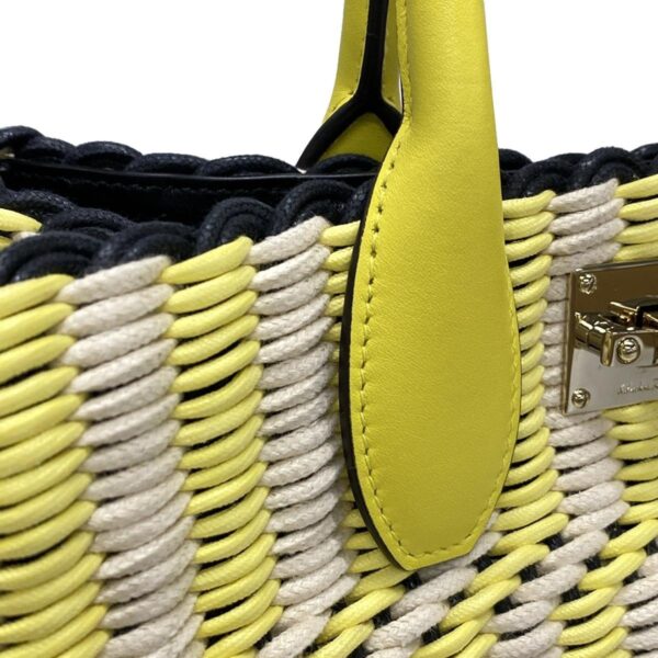 38098883 16 Salvatore Ferragamo Studio Box Handbag Braided Leather Yellow White Black