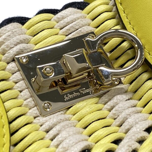 38098883 17 Salvatore Ferragamo Studio Box Braided Leather Yellow Ivory Black