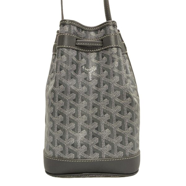 38098907 3 Goyard Petit Flo Bucket Bag Drawstring Gray Leather