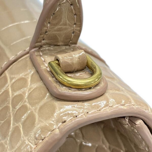 38190551 16 Balenciaga Hourglass Top Handle Croco Embossed Leather Pink Beige