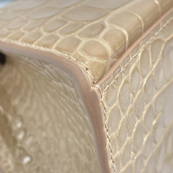 38190551 8 Balenciaga Hourglass Top Handle Croco Embossed Leather Pink Beige