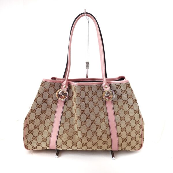 38451311 1 Gucci GG Pattern GG Twins Tote Bag Leather Beige Pink