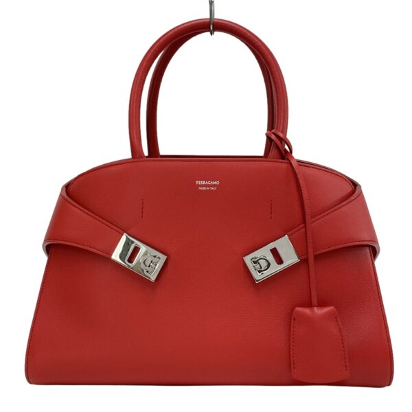 38451490 1 Salvatore Ferragamo Hug Small Gancini Handbag Leather Red