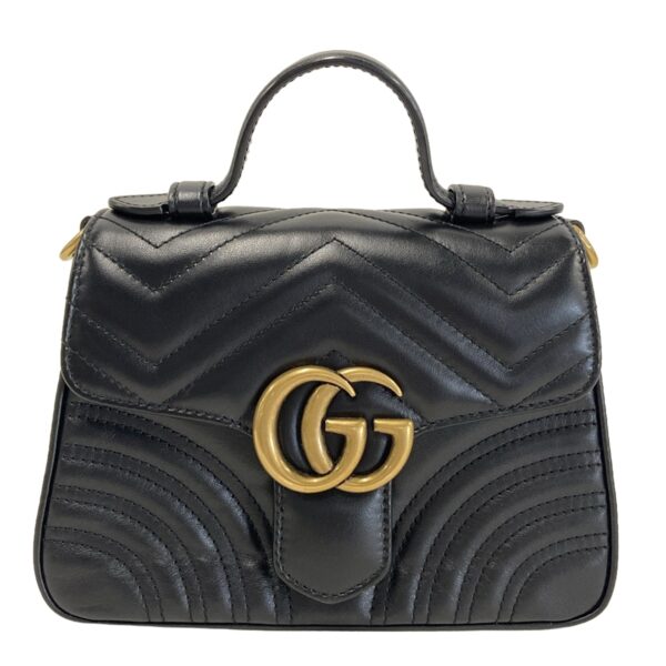 38451571 1 Gucci GG Marmont Mini Top Handle Bag Handbag Leather Black