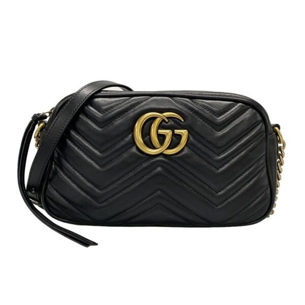 38451760 1 Gucci GG Marmont Quilted Small Shoulder Bag Chain Black