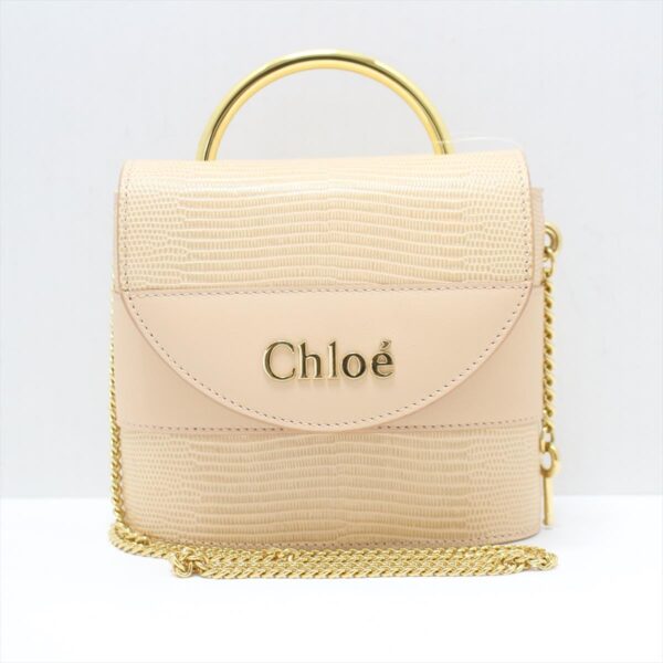 38451861 1 Chloe Abbey Lock Handbag Chain Shoulder Leather Pink Beige