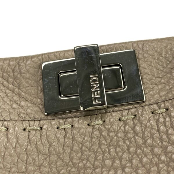 38451882 17 Fendi Peekaboo Iconic Small Selleria Handbag Leather Gray Beige Brown Beige