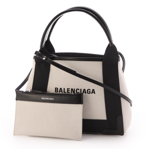 390346 2hh3n 926001 Balenciaga Navy Cabas XS Tote Bag Beige