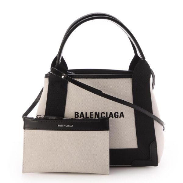 390346 2hh3n 926002 Balenciaga Navy Cabas XS Tote Bag Beige