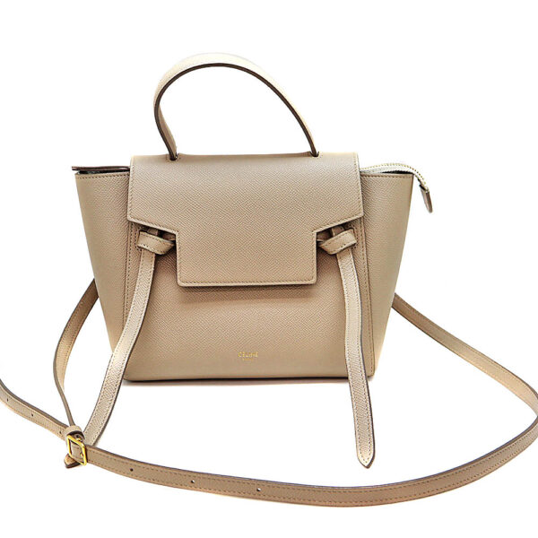 4080 1 Celine Belt Nano 2WAY Leather Bag Beige