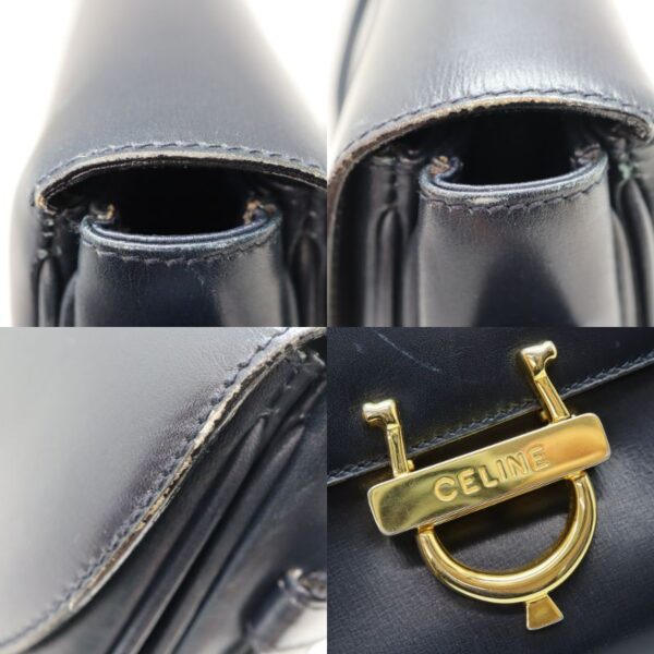 4324 11 Celine Horseshoe Shoulder Bag Calf Leather Navy