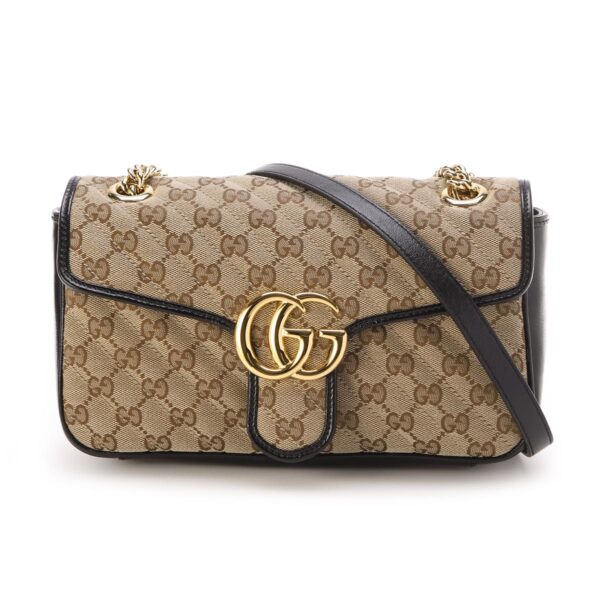 443497 hvkeg 977202 Gucci GG Marmont Leather Shoulder Bag Beige