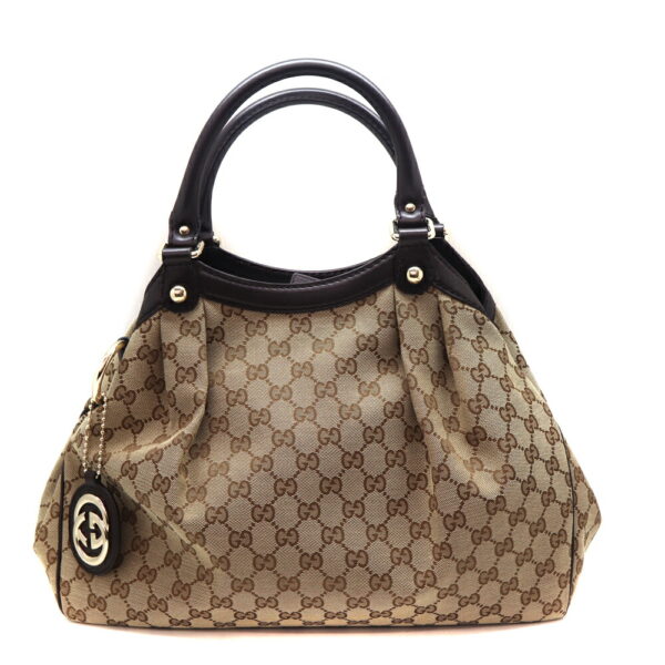 4471 1 Gucci Handbag GG Canvas Leather Beige Brown