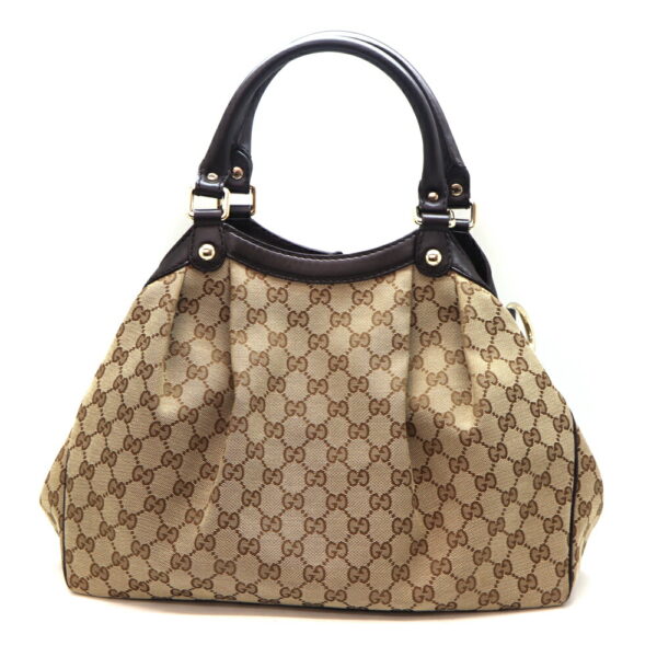 4471 2 Gucci Handbag GG Canvas Leather Beige Brown