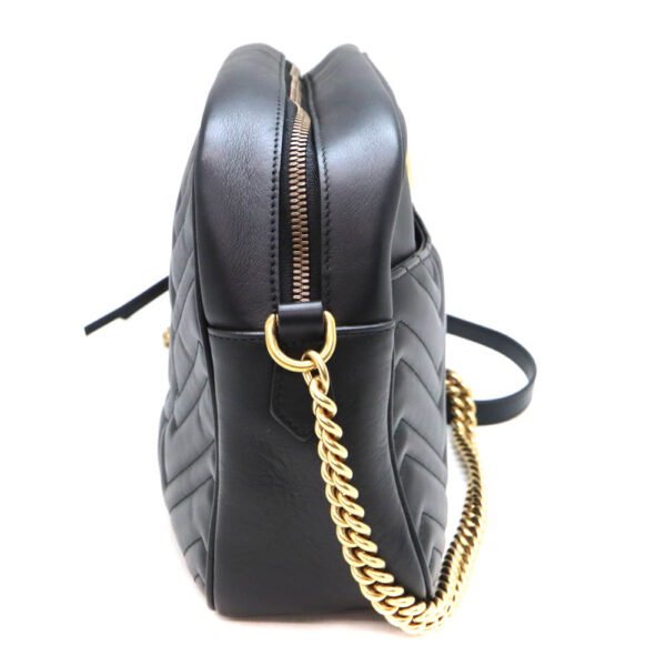 4925 4 Gucci GG Marmont Shoulder Bag Leather Black