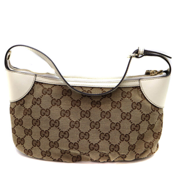 5373 2 Gucci Handbag GG Canvas Leather Beige White