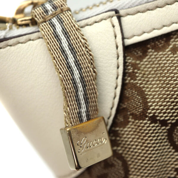 5373 7 Gucci Handbag GG Canvas Leather Beige White