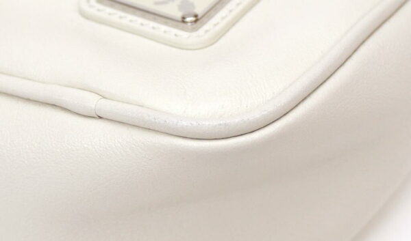 54833 5 Prada Triangle Chain Shoulder Bag Leather White