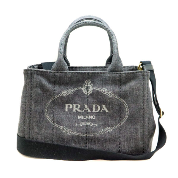 5492 1 Prada Kanapa Tote Bag Black Denim Canvas