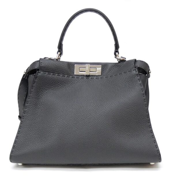 55208 2 Fendi Peekaboo Selleria Medium 2WAY Leather Gray